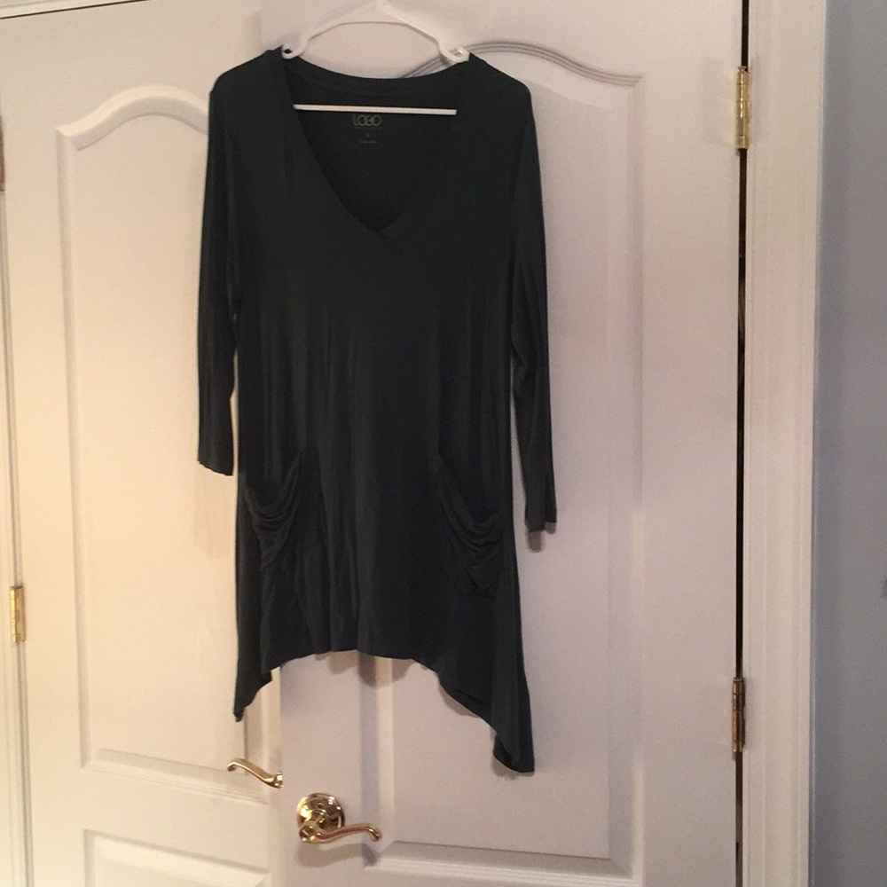 Top by Lori Goldstein in a dark Fall green